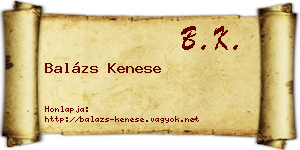 Balázs Kenese névjegykártya